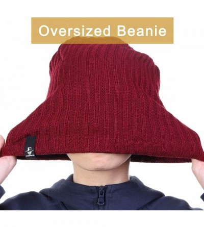 Skullies & Beanies Mens Slouchy Beanie Hat Summer Oversized Knit Cap for Women Winter Skull Cap B309 - Claret - CD18XI3EKXU $...