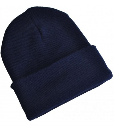Skullies & Beanies Warm Comfortable Winter Knitted Beanie Hats (Navy Blue) - Navy Blue - C811IFUHYOJ $7.46
