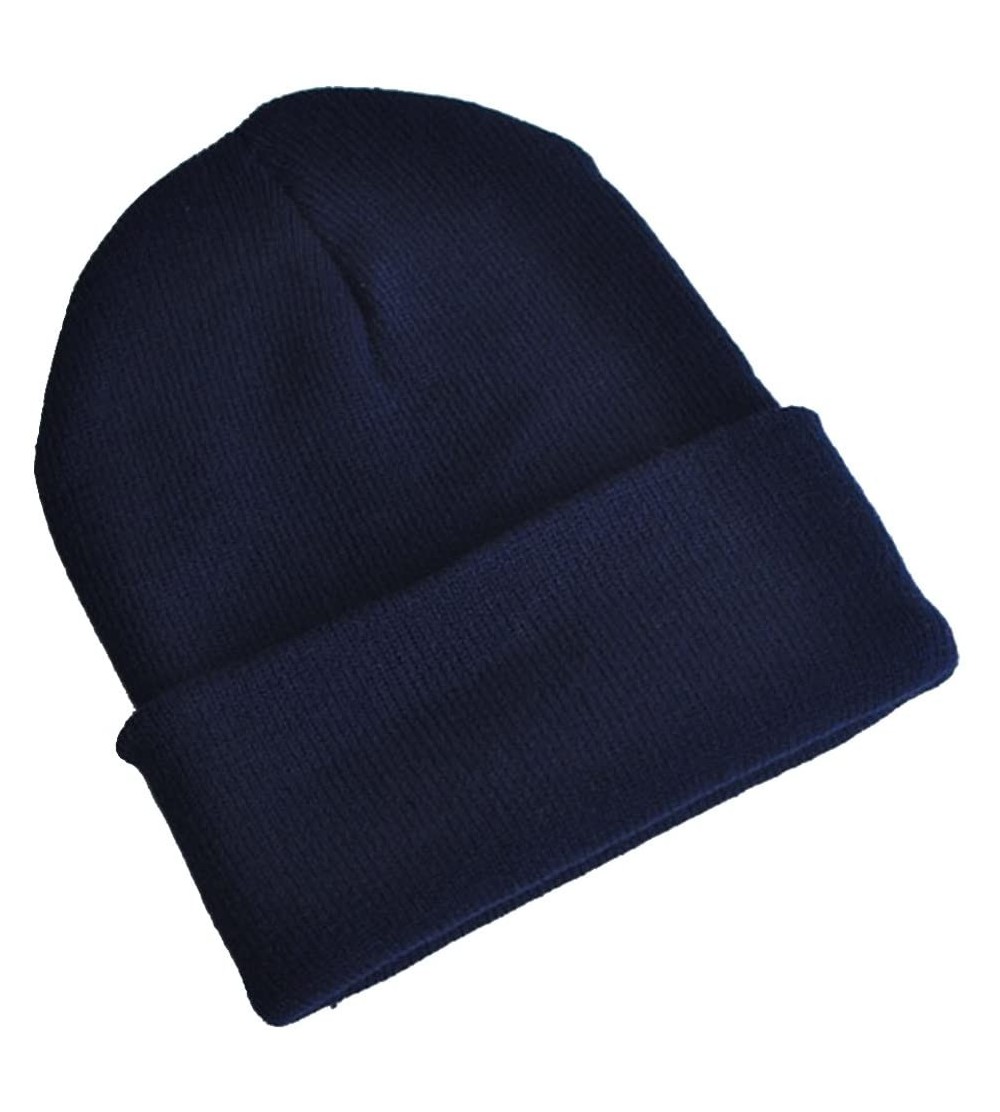 Skullies & Beanies Warm Comfortable Winter Knitted Beanie Hats (Navy Blue) - Navy Blue - C811IFUHYOJ $7.46