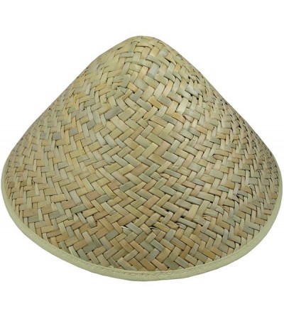 Sun Hats Light Weight Straw Sun Shade Farmer Conical Cone Hat- Beige- One Size - CD1206XPD13 $10.88