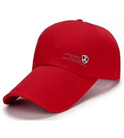Sun Hats Unisex Baseball Cap Hat Plain Adjustable Lengthen - Red - C618SSMEL5Q $11.22