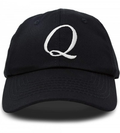 Baseball Caps Initial Hat Letter Q Womens Baseball Cap Monogram Cursive Embroider - Black - CT18U3ORRUN $11.63