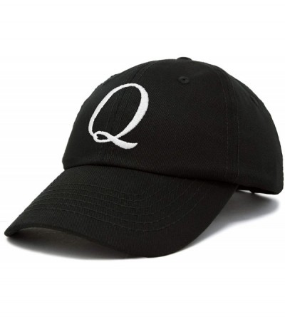 Baseball Caps Initial Hat Letter Q Womens Baseball Cap Monogram Cursive Embroider - Black - CT18U3ORRUN $11.63