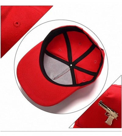 Baseball Caps Ralink Pistol Adjustable Flat Bill Snapback Men Baseball Hip-hop Cap Hat for Women's - Red - CL18EO7D3OQ $20.12