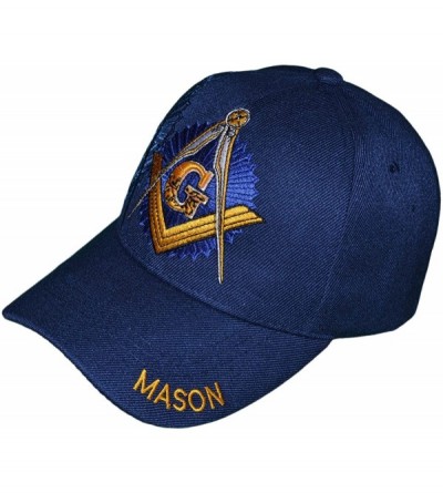 Baseball Caps Freemason Embroidered Mason Lodge Baseball Cap Hat - Navy - C618CKML8Y0 $11.81