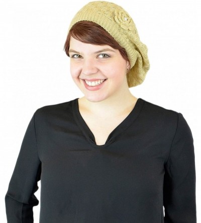 Berets Women's Without Flower Accented Stretch French Beret Hat - Tan-iii - CI12EZVVFRX $12.43