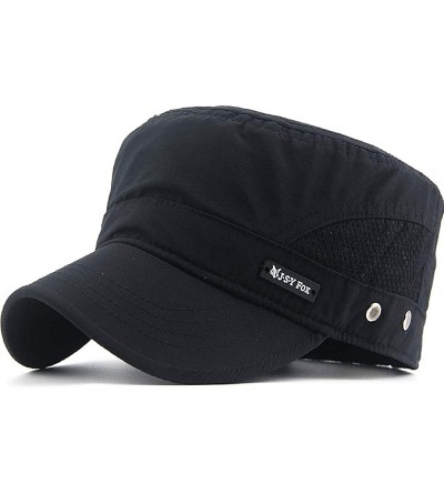 Baseball Caps Mens Womens Quick Dry Cadet Cap Waterproof Army Military Hat Flat Top Caps Mesh Inner - A-black - C211ACXSSR3 $...