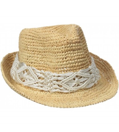 Sun Hats Women's Malia Crochet Raffia Sun Hat with Macrame Trim- Rated UPF 30 for Sun Protection - White - CU12MYC0L9P $92.75