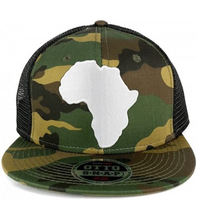 Baseball Caps Solid White African Map Embroidered Patch Camo Flat Bill Snapback Mesh Cap - Black - CZ183A2CEU7 $13.79
