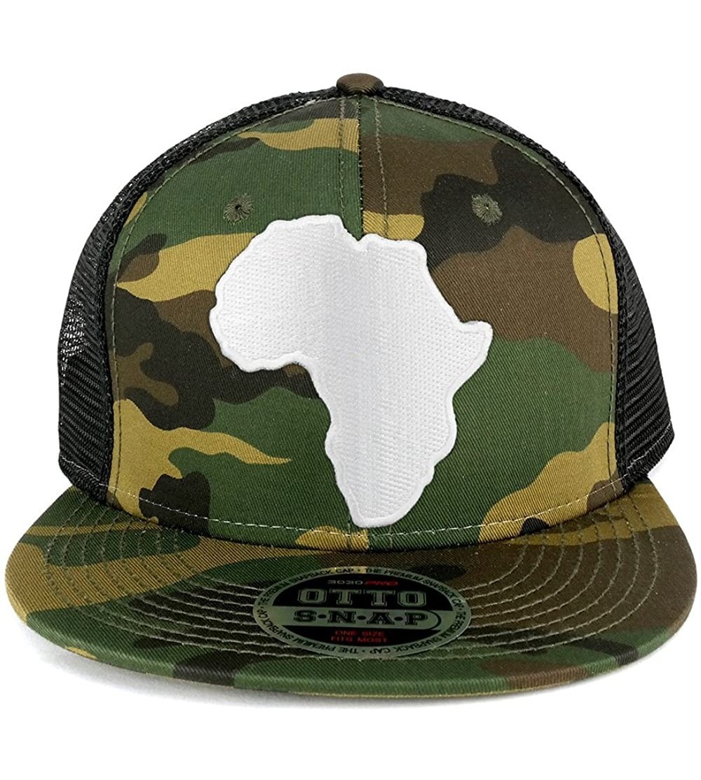 Baseball Caps Solid White African Map Embroidered Patch Camo Flat Bill Snapback Mesh Cap - Black - CZ183A2CEU7 $13.79