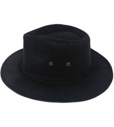 Fedoras Soft Felt Wide Brimmed Panama Fedora Hat- Winter Fashion Trilby Cap - Black - CG186UTW47M $12.79