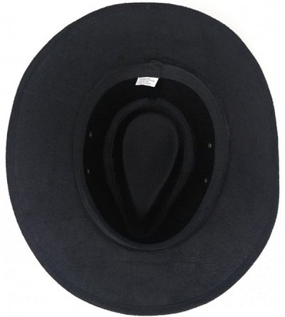 Fedoras Soft Felt Wide Brimmed Panama Fedora Hat- Winter Fashion Trilby Cap - Black - CG186UTW47M $12.79