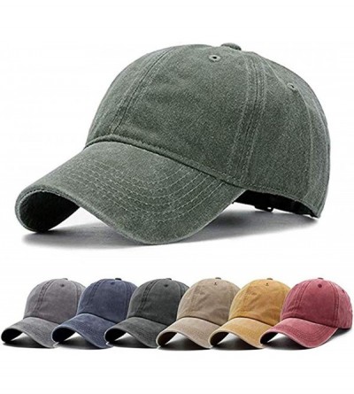 Baseball Caps Men Women Baseball Cap Vintage Cotton Washed Distressed Hats Twill Plain Adjustable Dad-Hat - C-army Green - CE...