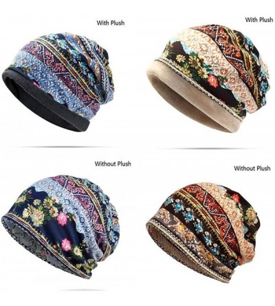 Skullies & Beanies Women Boho Beanie Hat Outdoor Windproof Head Cap Neck Scarf Winter Warm Snow Hats - Blue(without Plush) - ...