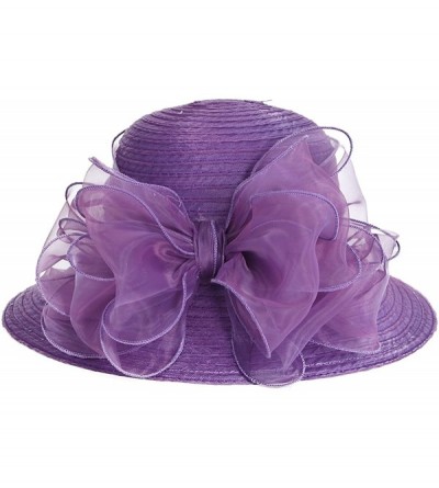 Sun Hats Cloche Oaks Church Dress Bowler Derby Wedding Hat Party S015 - Bow-purple - C012F1754UJ $19.06