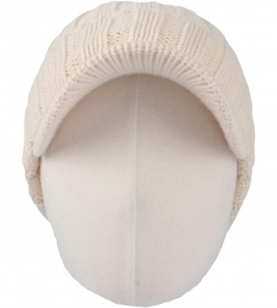 Skullies & Beanies Winter Ribbed Visor Knit Beanie Hat Warm Skully Baseball Cap SLQ1231 - Ivory - CZ18ZA6SW5K $17.60