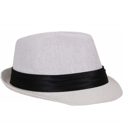 Fedoras Women Men Summer Double Colors Straw Fedora Hat w/Rasta Band- White- SM - CL11WS0LL23 $17.02