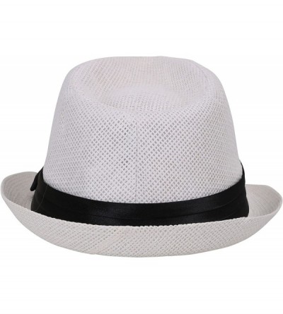 Fedoras Women Men Summer Double Colors Straw Fedora Hat w/Rasta Band- White- SM - CL11WS0LL23 $17.02