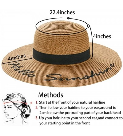 Sun Hats Floppy Beach Straw Hat Women Sun Hats Wide Brim Embroidered UPF50+ - A4-brown - CK196WE7R68 $12.96