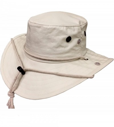 Sun Hats Mens UV Blocker Big Brim Cotton Ripstop Sun Hat with Chincord - Putty - CN18DYRHSMH $28.13
