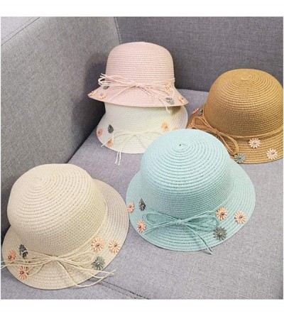 Sun Hats Cute Girls Sunhat Straw Hat Tea Party Hat Set with Purse - Daisy-green - CI193TOIIEI $15.53