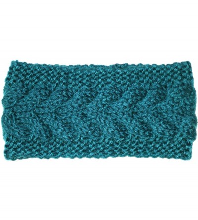 Cold Weather Headbands Plain Braided Winter Knit Headband - Teal - CC186OO8UO4 $11.27