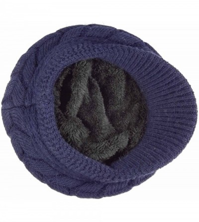 Skullies & Beanies Women Winter Warm Knit Hat Wool Snow Ski Caps with Visor - Navy - CK1845ZL9IR $11.61