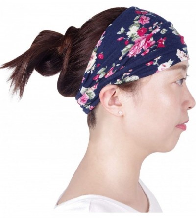 Headbands Boho Headbands for Women Retro Printed Floral Hair Bands Seamless Elastic Band Headband Fashion Head wrap - CV18UYD...
