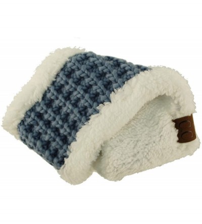 Cold Weather Headbands Winter CC Sherpa Polar Fleece Lined Thick Knit Headband Headwrap Hat Cap - Denim - CC18I54T4ZS $10.11