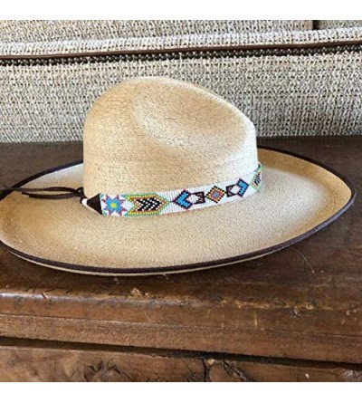 Cowboy Hats Hat Band- Hatband- Western Cowboy- Cowgirl Beaded Hat Bands- Blue- Leather 7/8 Inches x 21 Inches - CD18UMHR5OZ $...