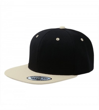 Baseball Caps Blank Adjustable Flat Bill Plain Snapback Hats Caps - Black/White - C4126059ZTH $9.47