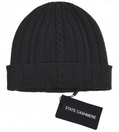 Skullies & Beanies Cable Knit Cuffed Beanie 100% Pure Cashmere Foldover Hat•Ultimately Soft and Warm - Black - CJ187M047QT $3...