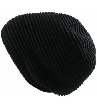 Skullies & Beanies Rasta 100% Cotton Knitted Slouchy Beanie XL - Black - C512M5K4XGB $40.52