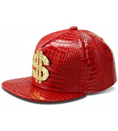 Baseball Caps Hip Hop Hat-Flat-Brimmed Hat-Rock Cap-Adjustable Snapback Hat for Men and Women - Red - C418C88D5WK $14.40