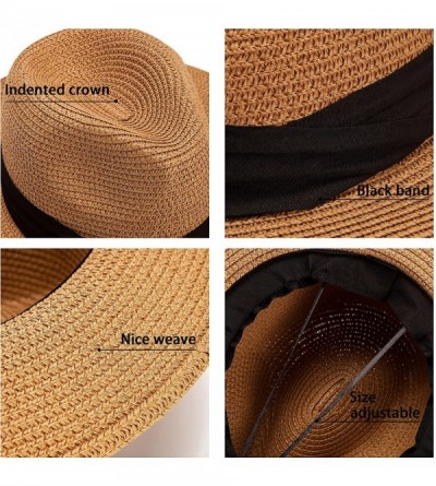 Sun Hats Womens Fedora Hats Straw Hat Pack of 3 Panama Hats for Women Men Sun Hat Summer Hat Beach Hat - CT18CGSNOC9 $36.43
