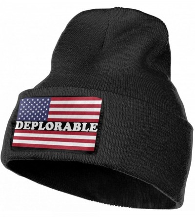 Skullies & Beanies Deplorable American Flag Men Women Knit Hats Stretchy & Soft Ski Cap Beanie - Black - CC18LKXQAZA $11.96