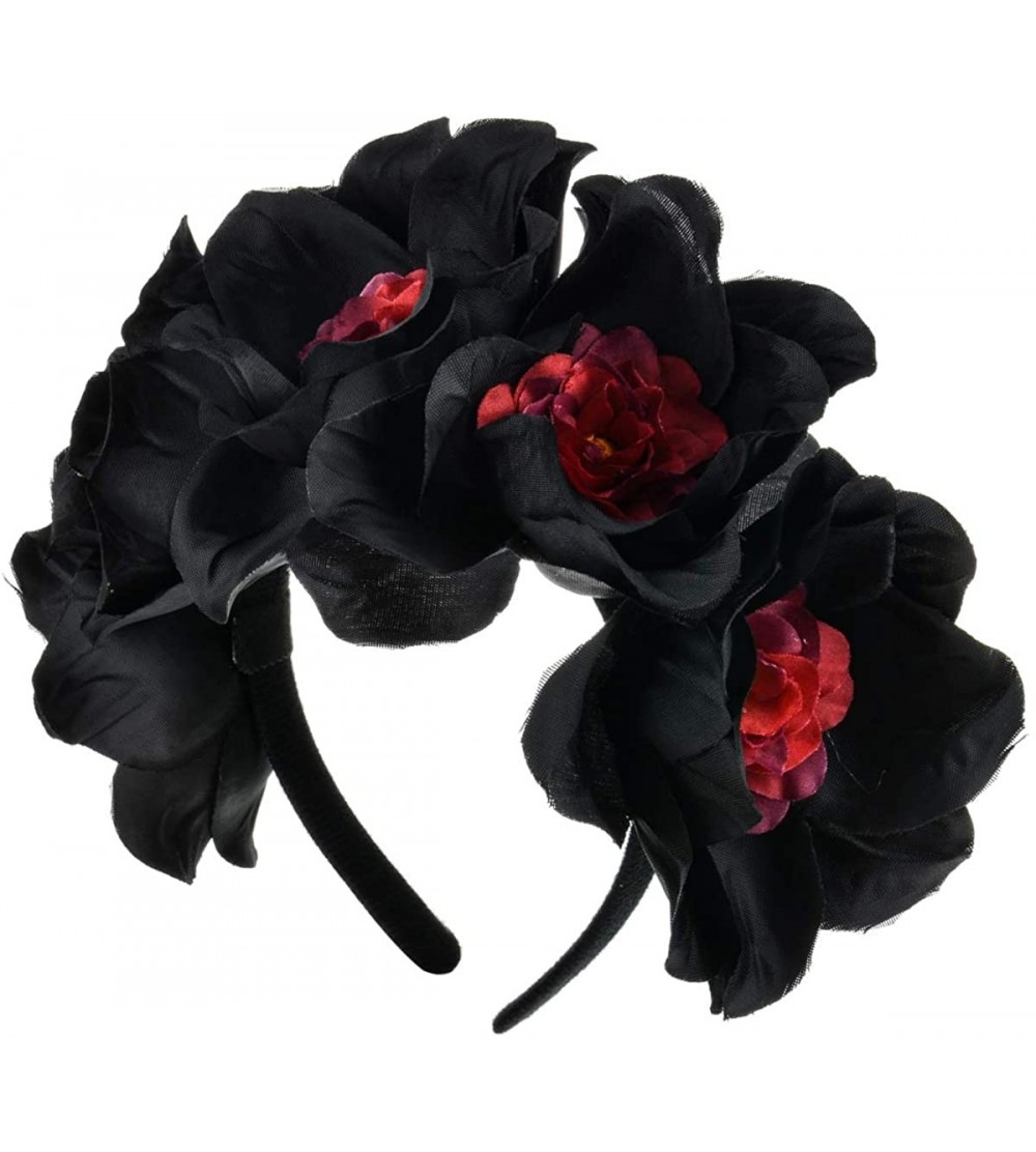 Headbands Day of The Dead Headband Costume Rose Flower Crown Mexican Headpiece BC40 - Big Black - C918Y68U52Y $12.87
