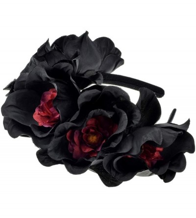Headbands Day of The Dead Headband Costume Rose Flower Crown Mexican Headpiece BC40 - Big Black - C918Y68U52Y $12.87