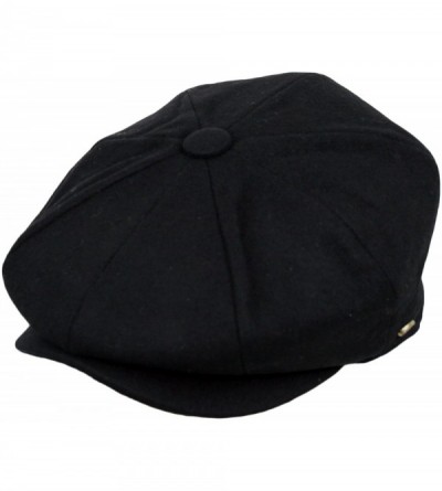 Newsboy Caps Men's Classic 8 Panel Wool Blend newsboy Snap Brim Collection Hat - Black - CX1289GJYUF $25.34