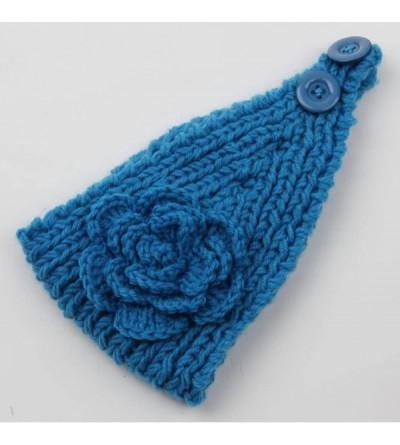 Skullies & Beanies Women's Fashion Crochet Flowers Headband Knitted Hat Cap Headwrap Bands - Blue - C3187IOCID4 $8.05