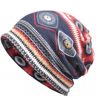 Skullies & Beanies Slouchy Beanie Skull Cap Hat Infinity Scarf Soft Chemo Hats for Cancer - Blue/Red - C21886SQMTY $12.51