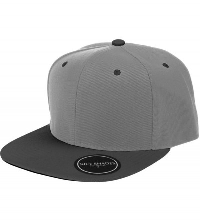Baseball Caps Classic Flat Bill Visor Blank Snapback Hat Cap with Adjustable Snaps - Grey - Black - CY119R34R93 $10.64