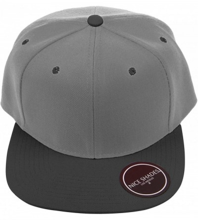Baseball Caps Classic Flat Bill Visor Blank Snapback Hat Cap with Adjustable Snaps - Grey - Black - CY119R34R93 $10.64