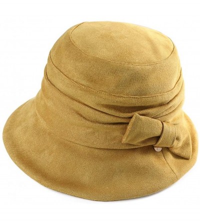 Bucket Hats Womens Winter Bucket Derby Gatsby Vintage 1920s Round Bowler Church Hat Fall 55-59cm - 99088-yellow - C818IIHHNKK...