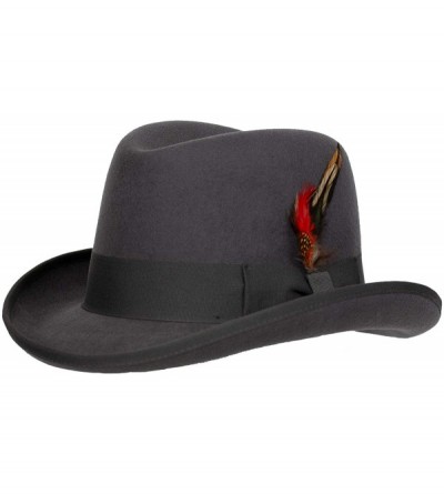 Fedoras 9th Street Charles Firm Felt Homburg Godfather Hat 100% Wool - Grey - C818GG9HGH2 $53.62