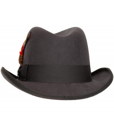 Fedoras 9th Street Charles Firm Felt Homburg Godfather Hat 100% Wool - Grey - C818GG9HGH2 $53.62