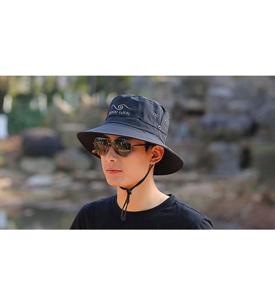 Sun Hats Outdoor Sun Cap Bucket Fishing Hats Boating Hat Sun Protective - Black - CN1855HCUKD $13.41