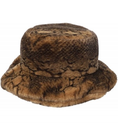 Bucket Hats Women's Snakeskin Print Faux Fur Bucket Hat Winter Warmer Fisherman Cap - Brown - C618X2K33AR $21.18