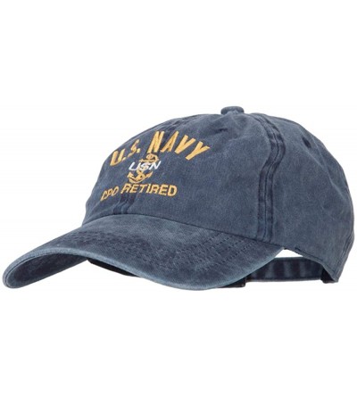Baseball Caps US Navy CPO Retired Military Embroidered Washed Cotton Twill Cap - Navy - CS18QUO2S8N $18.61