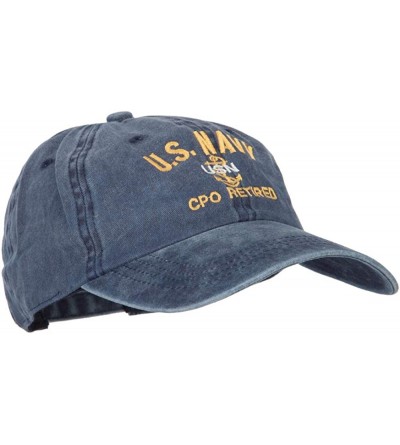 Baseball Caps US Navy CPO Retired Military Embroidered Washed Cotton Twill Cap - Navy - CS18QUO2S8N $18.61